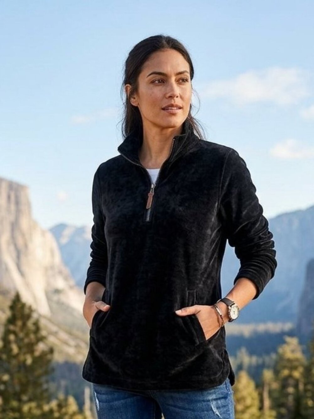 32 degrees Heat quarter zip black jacket with pockets, size L